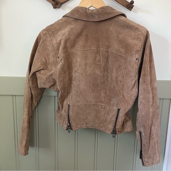 Blank NYC Brown Suede Leather Moto Jacket in Coffee Bean Size xs - Picture 9 of 11